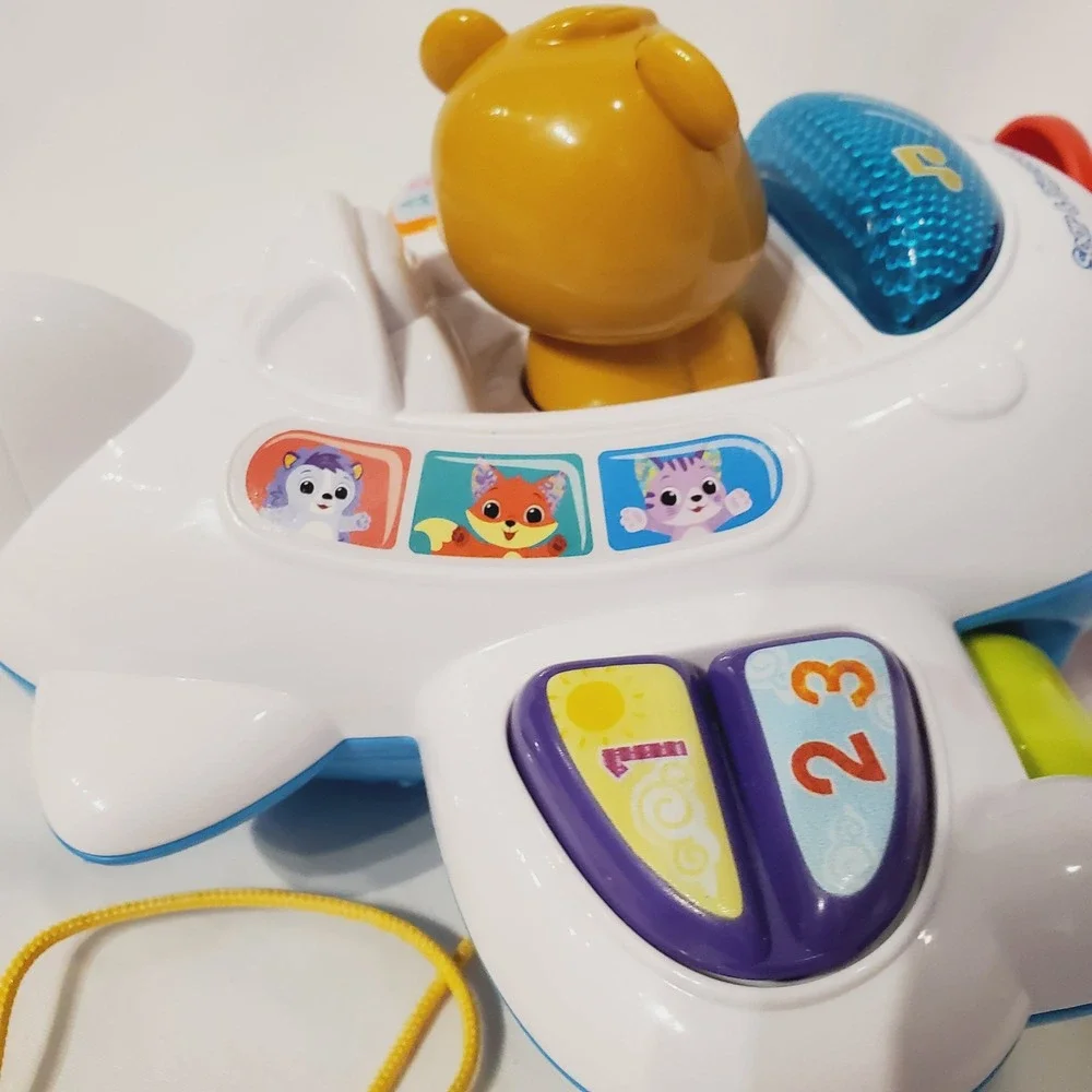 Vtech Soar & Discover Airplane Interactive Pull Toy Bear Pilot Music Lights
